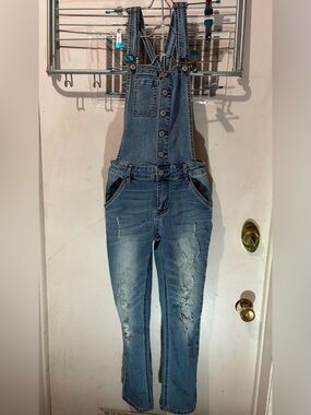 Ardene Blue Distressed Denim Overalls